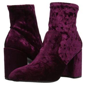 Qupid Burgundy Velvet Sock Booties
